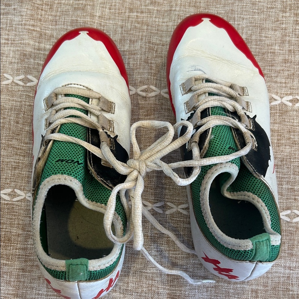Kids Size 4, Phenom Green and Red Cleats